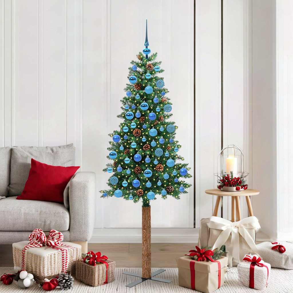 vidaXL Slim Christmas Tree Green 180 cm PVC and Solid Pine wood - 35963