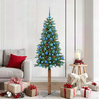 vidaXL Slim Christmas Tree Green 180 cm PVC and Solid Pine wood - 35963
