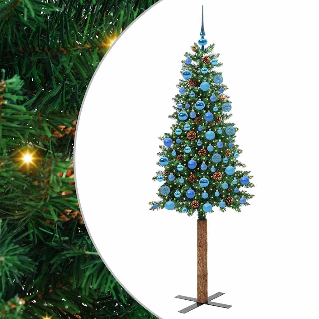 vidaXL Slim Christmas Tree Green 180 cm PVC and Solid Pine wood - 35963