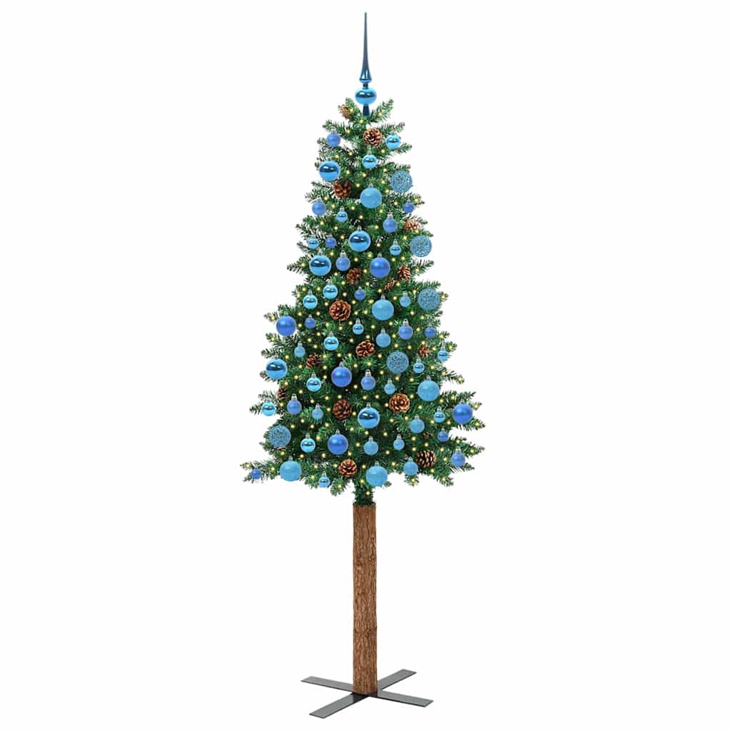vidaXL Slim Christmas Tree Green 180 cm PVC and Solid Pine wood - 35963