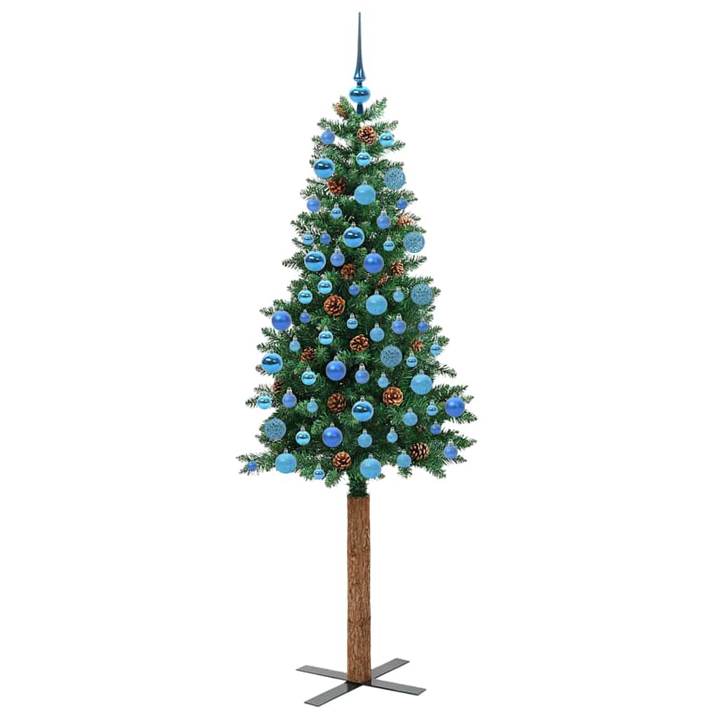vidaXL Slim Christmas Tree Green 180 cm PVC and Solid Pine wood - 35963