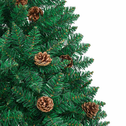 vidaXL Slim Christmas Tree Green 210 cm PVC and Solid Pine wood - 35983