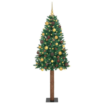 vidaXL Slim Christmas Tree Green 210 cm PVC and Solid Pine wood - 35983