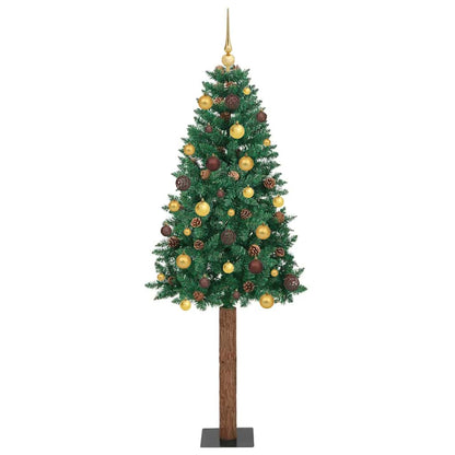 vidaXL Slim Christmas Tree Green 210 cm PVC and Solid Pine wood - 35983