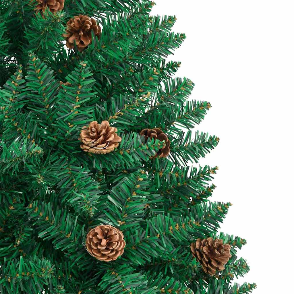 vidaXL Slim Christmas Tree Green 210 cm PVC and Solid Pine wood - 35985