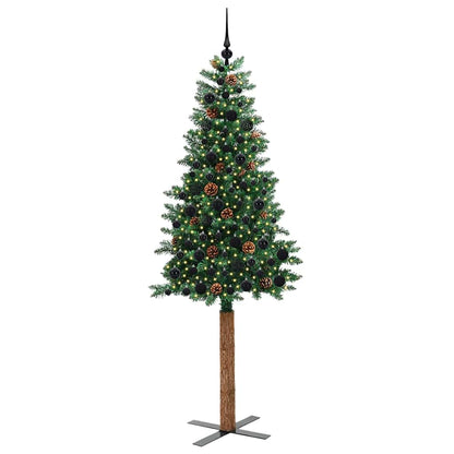 vidaXL Slim Christmas Tree Green 210 cm PVC and Solid Pine wood - 35987
