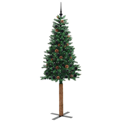 vidaXL Slim Christmas Tree Green 210 cm PVC and Solid Pine wood - 35987