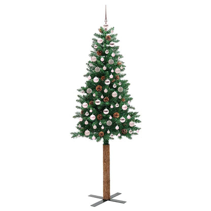 vidaXL Slim Christmas Tree Green 210 cm PVC and Solid Pine wood - 35988