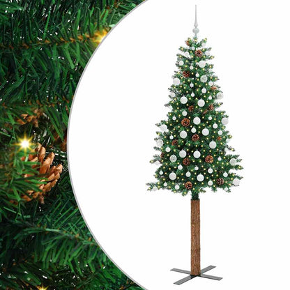 vidaXL Slim Christmas Tree Green 210 cm PVC and Solid Pine wood - 35995
