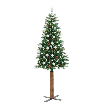 vidaXL Slim Christmas Tree Green 210 cm PVC and Solid Pine wood - 35995