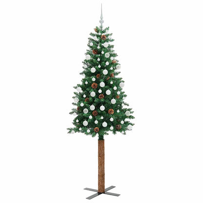 vidaXL Slim Christmas Tree Green 210 cm PVC and Solid Pine wood - 35995