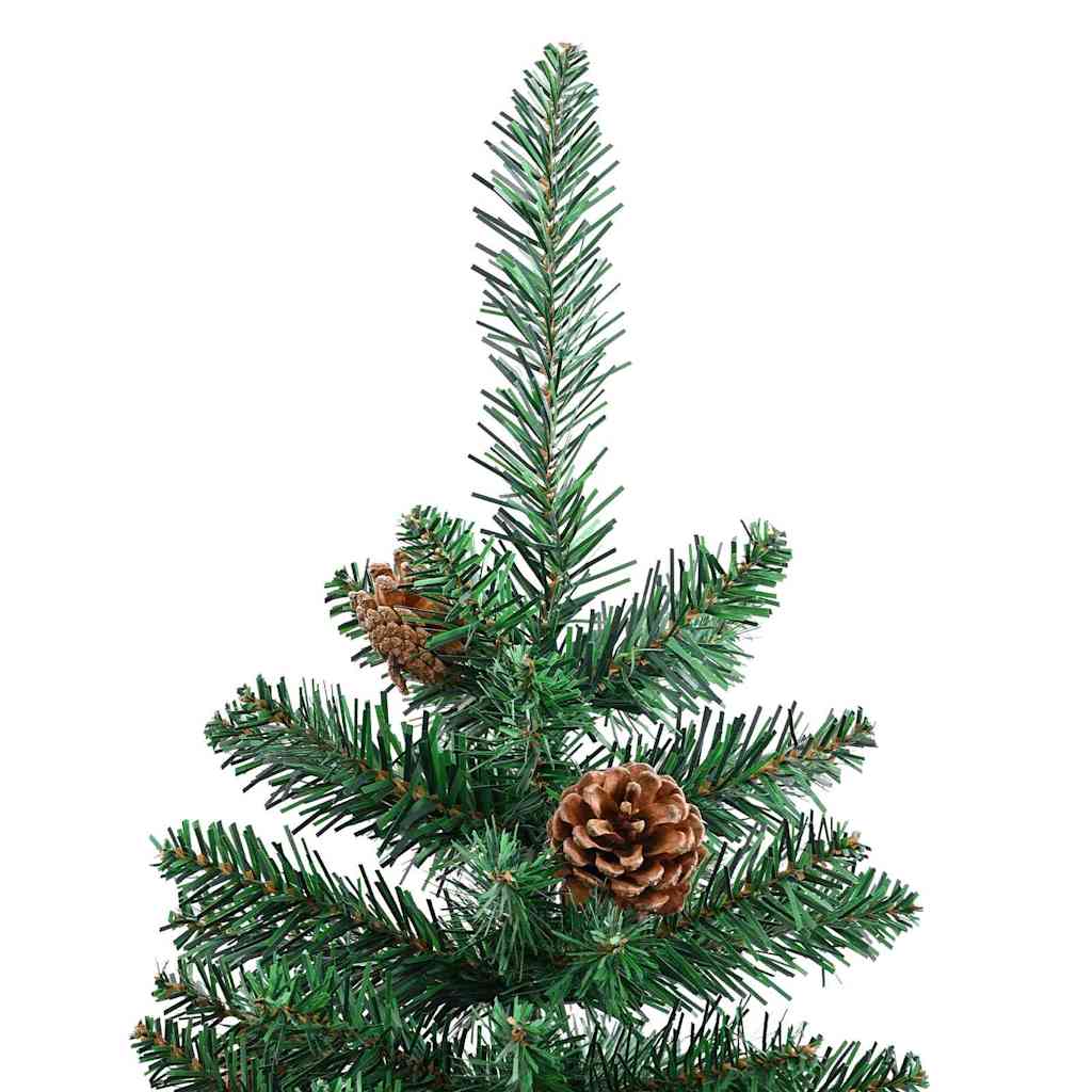 vidaXL Slim Christmas Tree Green 210 cm PVC and Solid Pine wood - 45081