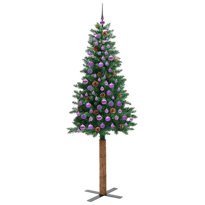 vidaXL Slim Christmas Tree Green 210 cm PVC and Solid Pine wood - 45081