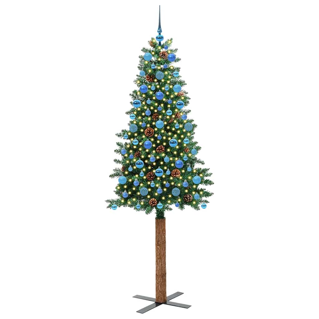 vidaXL Slim Christmas Tree Green 210 cm PVC and Solid Pine wood - 45084