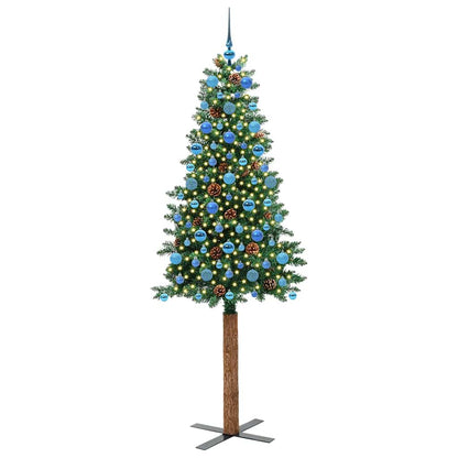 vidaXL Slim Christmas Tree Green 210 cm PVC and Solid Pine wood - 45084