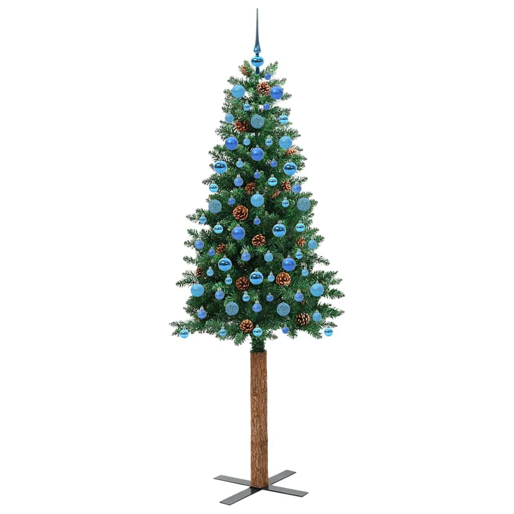 vidaXL Slim Christmas Tree Green 210 cm PVC and Solid Pine wood - 45084