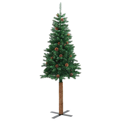 vidaXL Slim Christmas Tree Green 210 cm PVC and Solid Pine wood - 45084