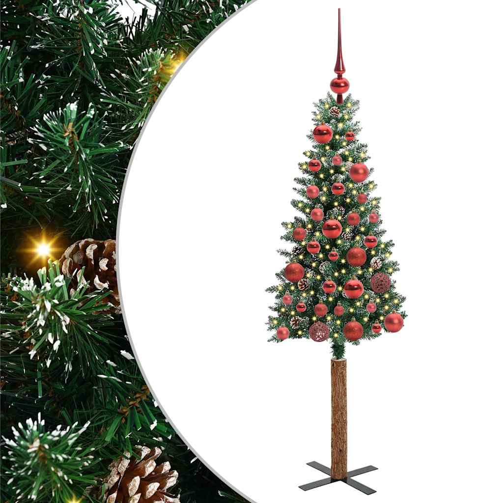 vidaXL Slim Christmas Tree Green 150 cm PVC and Solid Pine wood - 45088