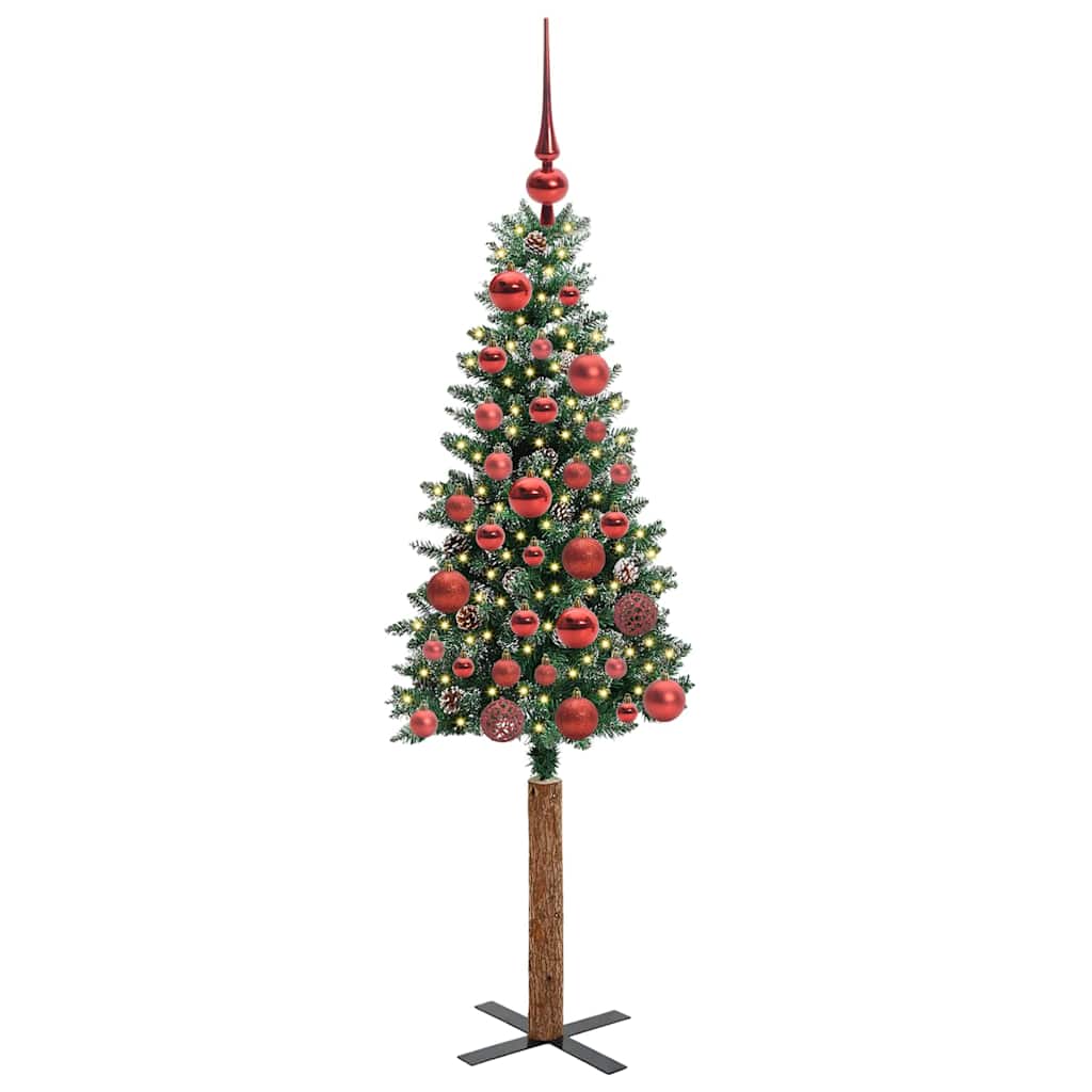 vidaXL Slim Christmas Tree Green 150 cm PVC and Solid Pine wood - 45088