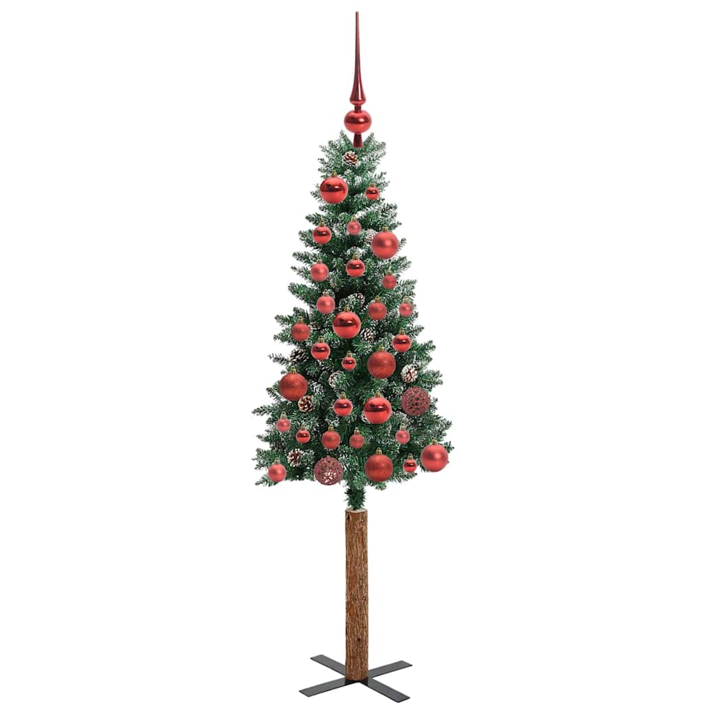 vidaXL Slim Christmas Tree Green 150 cm PVC and Solid Pine wood - 45088