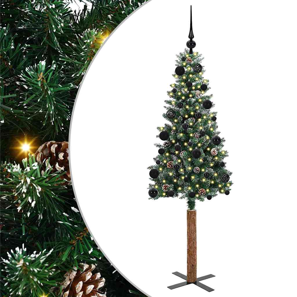 vidaXL Slim Christmas Tree Green 150 cm PVC and Solid Pine wood - 45091