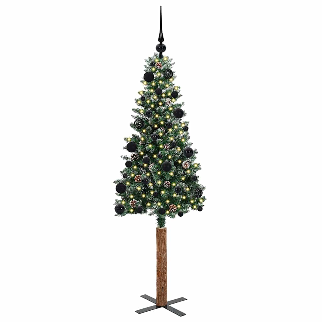 vidaXL Slim Christmas Tree Green 150 cm PVC and Solid Pine wood - 45091