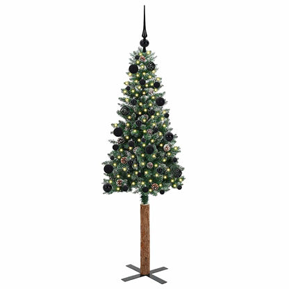 vidaXL Slim Christmas Tree Green 150 cm PVC and Solid Pine wood - 45091