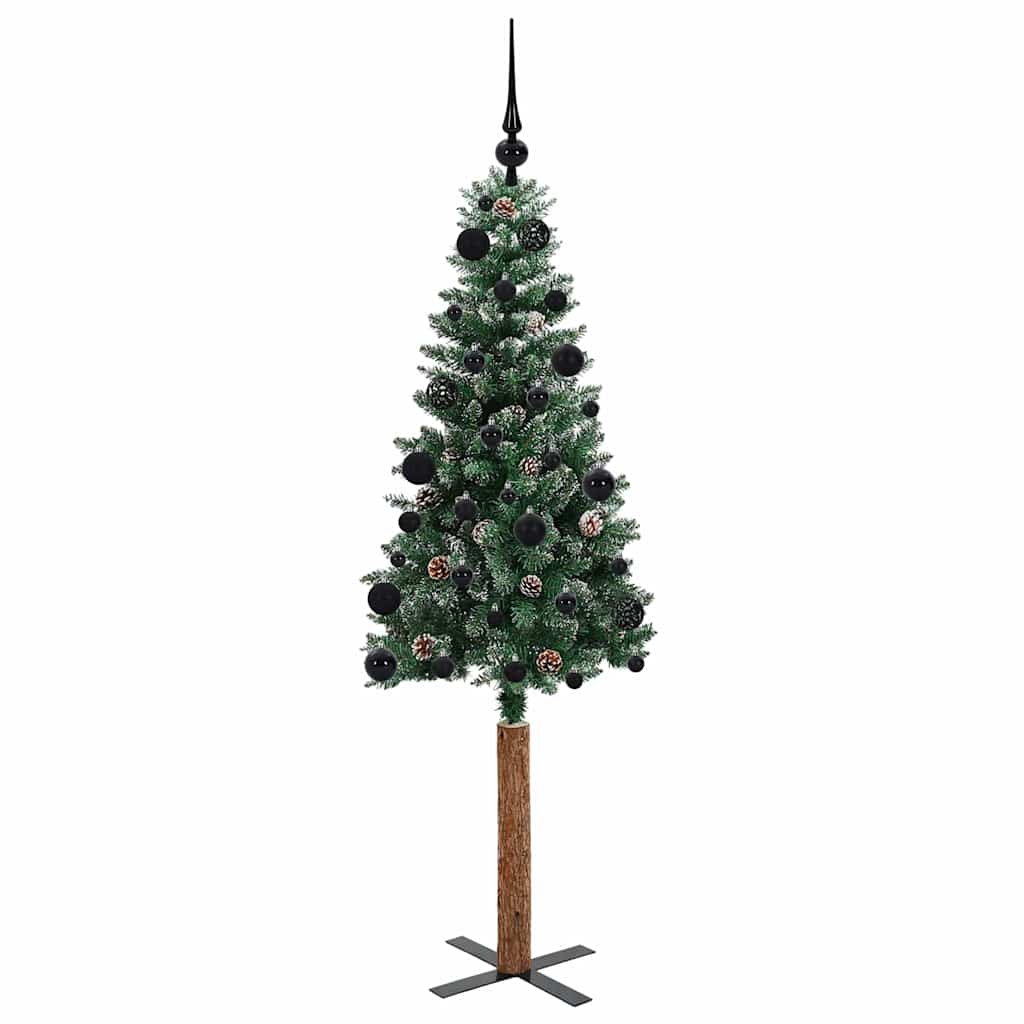 vidaXL Slim Christmas Tree Green 150 cm PVC and Solid Pine wood - 45091