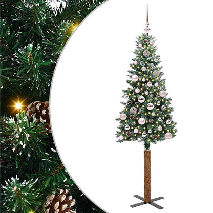 vidaXL Slim Christmas Tree Green 150 cm PVC and Solid Pine wood - 45100