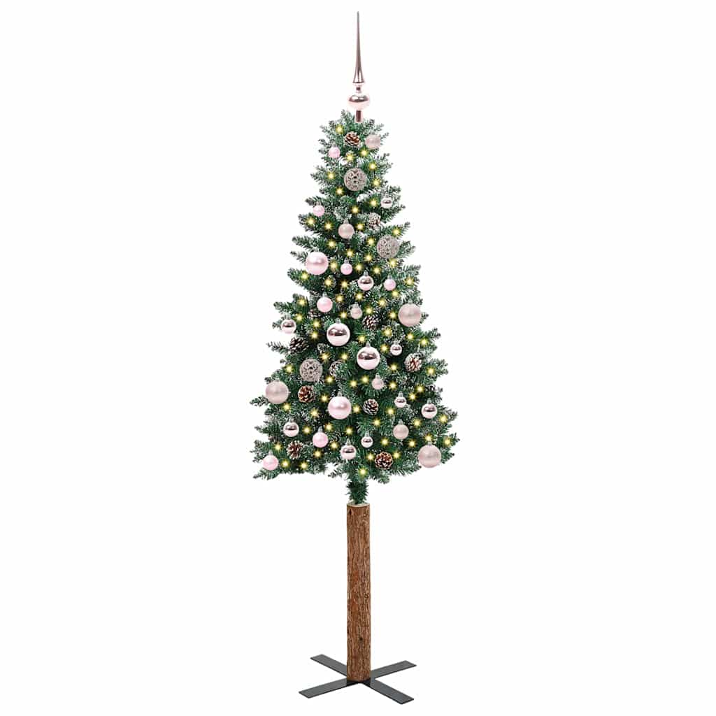 vidaXL Slim Christmas Tree Green 150 cm PVC and Solid Pine wood - 45100