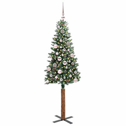 vidaXL Slim Christmas Tree Green 150 cm PVC and Solid Pine wood - 45100