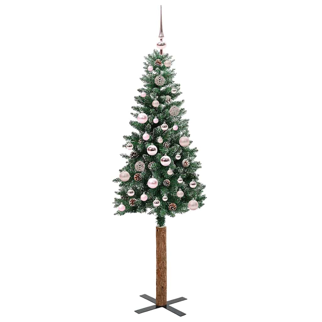 vidaXL Slim Christmas Tree Green 150 cm PVC and Solid Pine wood - 45100
