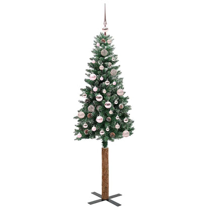 vidaXL Slim Christmas Tree Green 150 cm PVC and Solid Pine wood - 45100