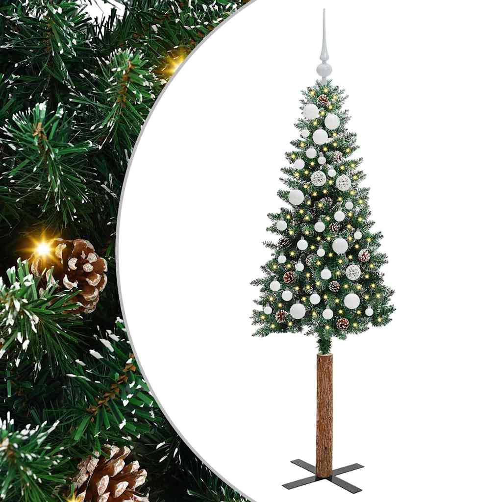 vidaXL Slim Christmas Tree Green 150 cm PVC and Solid Pine wood - 45101