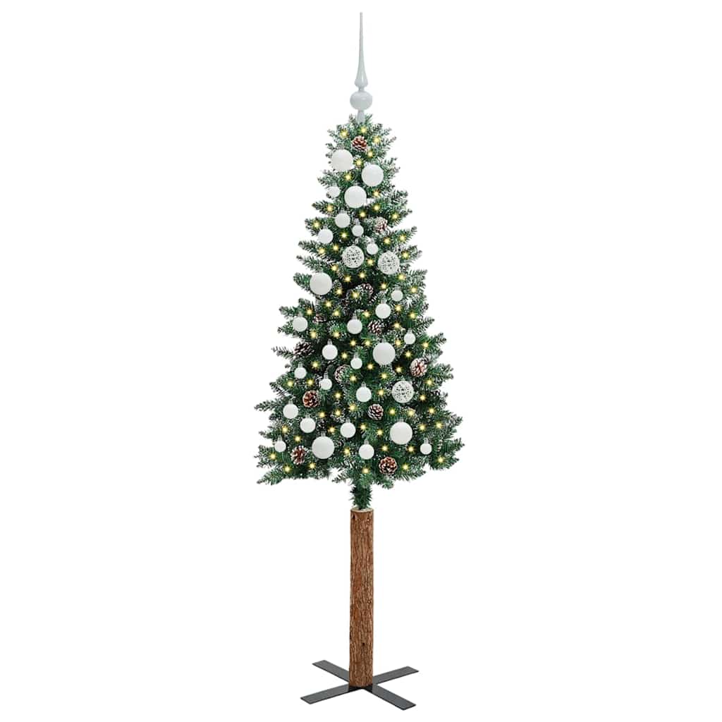 vidaXL Slim Christmas Tree Green 150 cm PVC and Solid Pine wood - 45101
