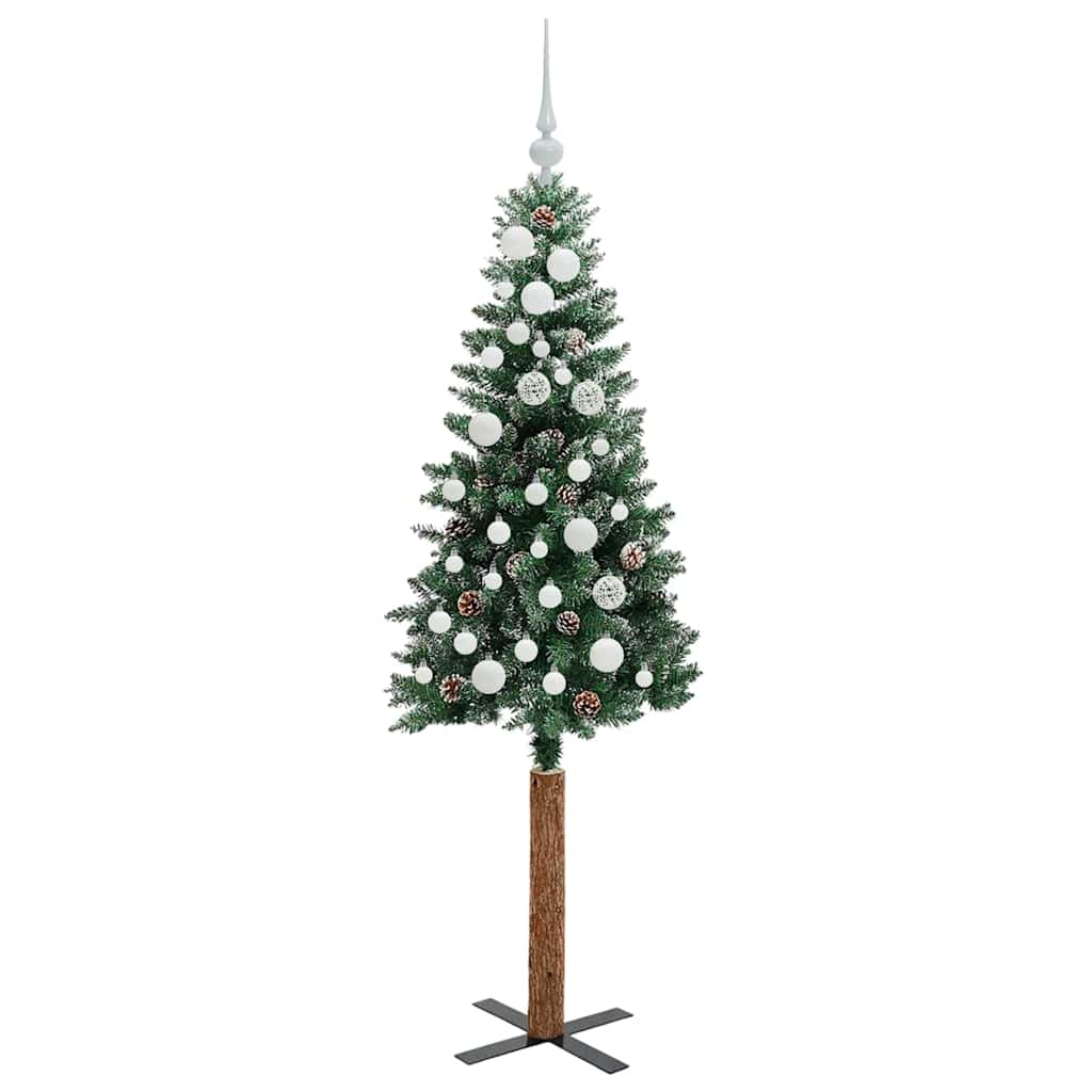 vidaXL Slim Christmas Tree Green 150 cm PVC and Solid Pine wood - 45101