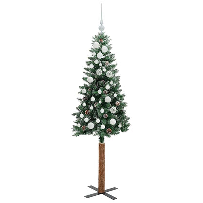 vidaXL Slim Christmas Tree Green 150 cm PVC and Solid Pine wood - 45101