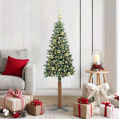vidaXL Slim Christmas Tree Green 150 cm PVC and Solid Pine wood - 45108