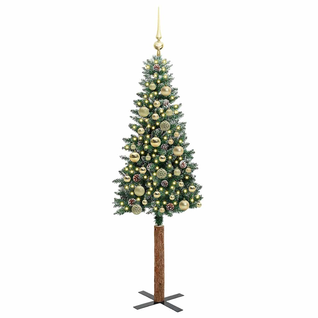 vidaXL Slim Christmas Tree Green 150 cm PVC and Solid Pine wood - 45108