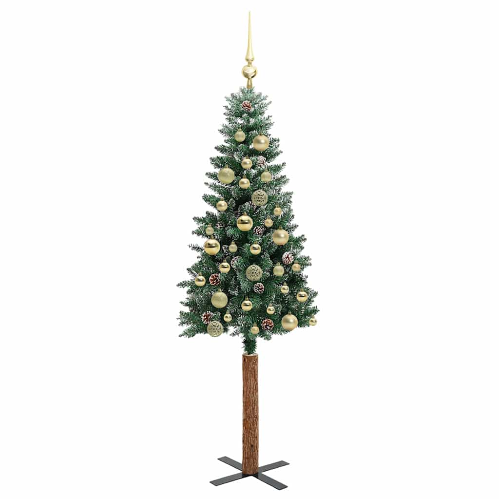 vidaXL Slim Christmas Tree Green 150 cm PVC and Solid Pine wood - 45108