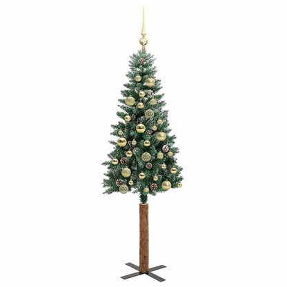 vidaXL Slim Christmas Tree Green 150 cm PVC and Solid Pine wood - 45108