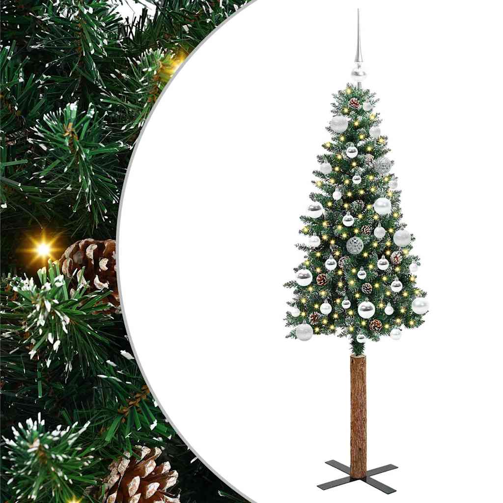 vidaXL Slim Christmas Tree Green 150 cm PVC and Solid Pine wood - 45112