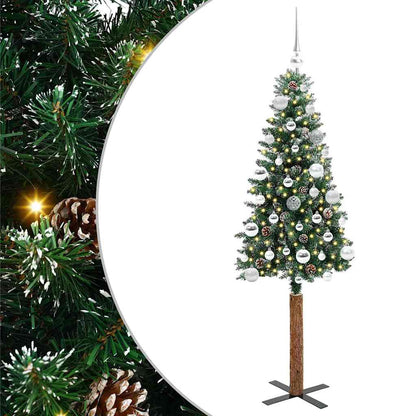 vidaXL Slim Christmas Tree Green 150 cm PVC and Solid Pine wood - 45112