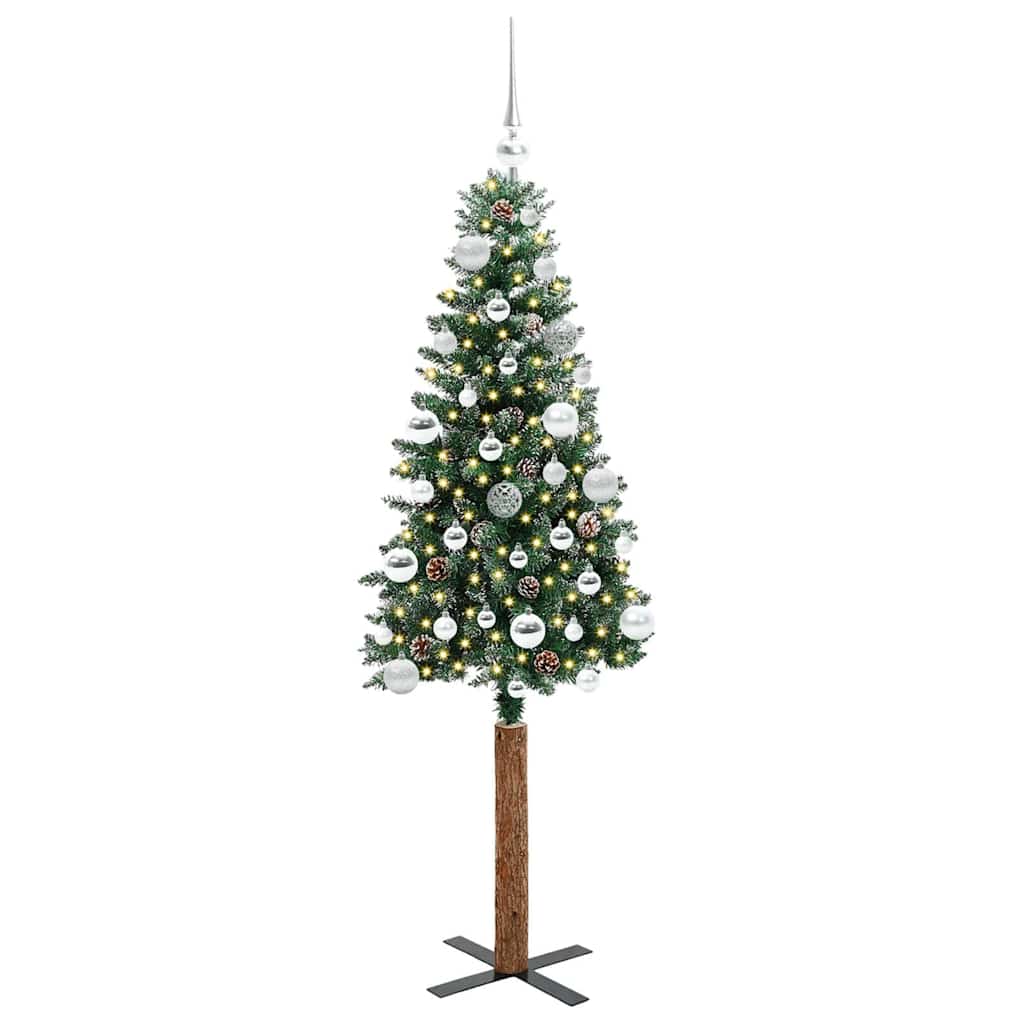 vidaXL Slim Christmas Tree Green 150 cm PVC and Solid Pine wood - 45112
