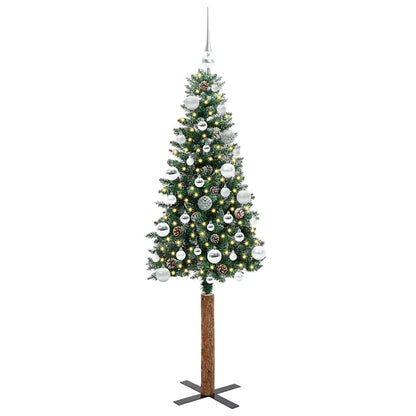 vidaXL Slim Christmas Tree Green 150 cm PVC and Solid Pine wood - 45112