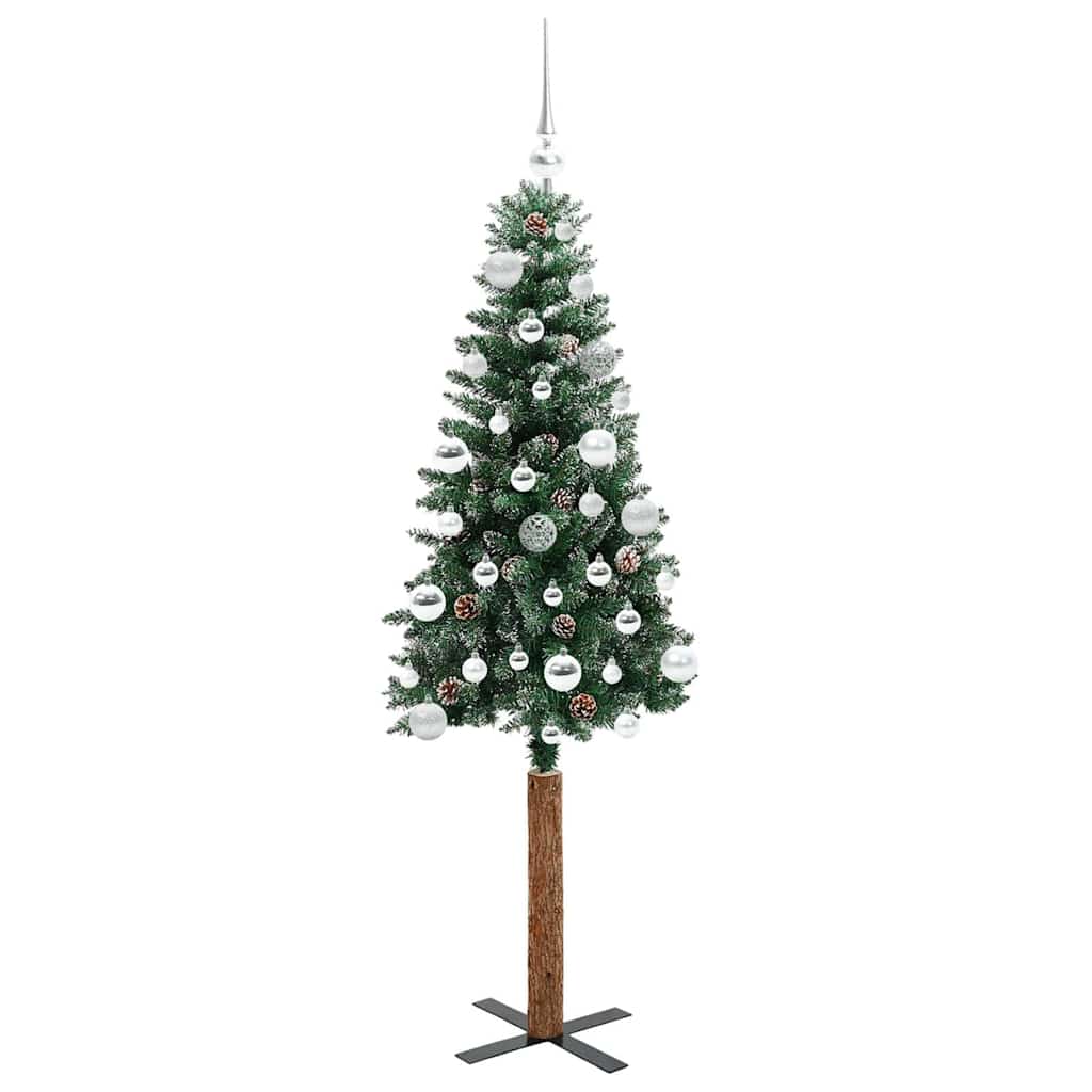 vidaXL Slim Christmas Tree Green 150 cm PVC and Solid Pine wood - 45112