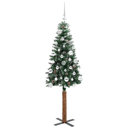 vidaXL Slim Christmas Tree Green 150 cm PVC and Solid Pine wood - 45112