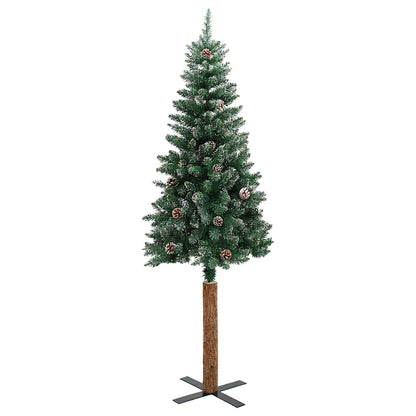 vidaXL Slim Christmas Tree Green 150 cm PVC and Solid Pine wood - 45112