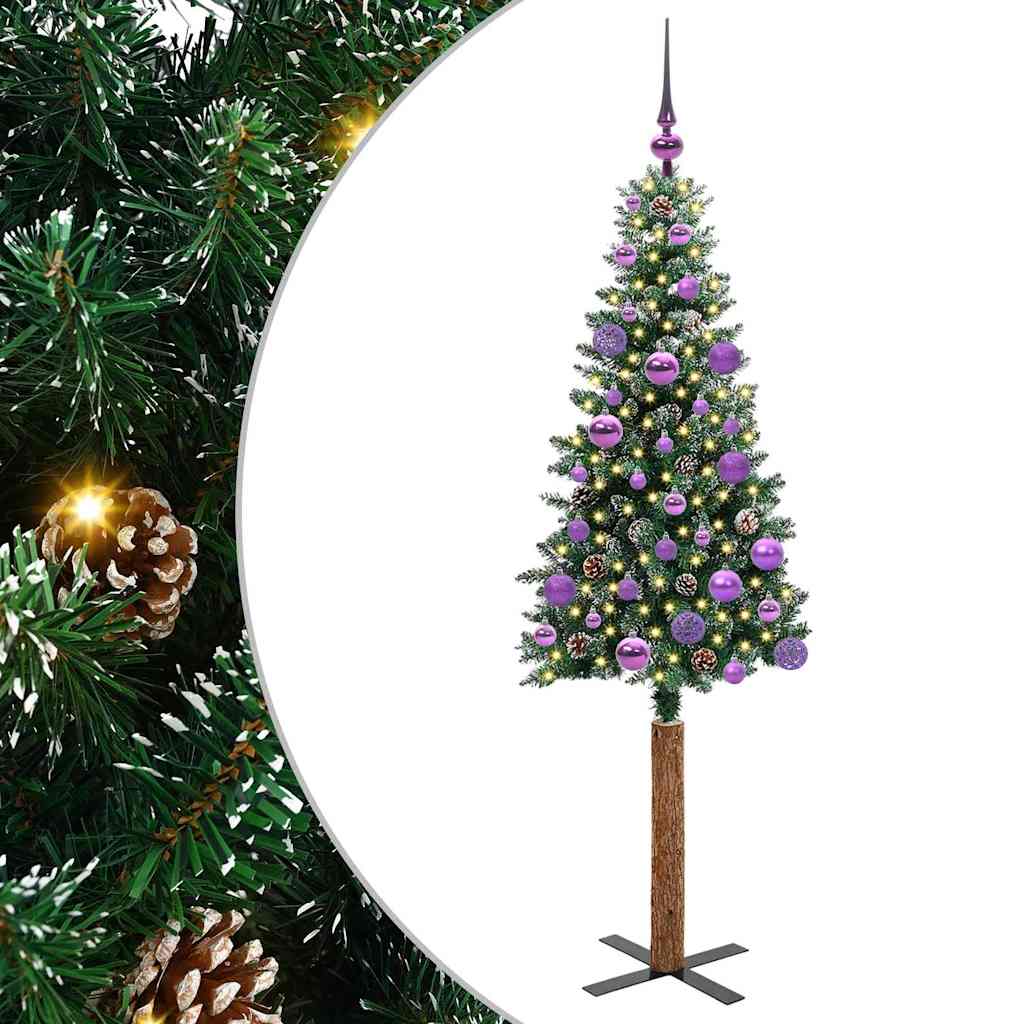 vidaXL Slim Christmas Tree Green 150 cm PVC and Solid Pine wood - 45113