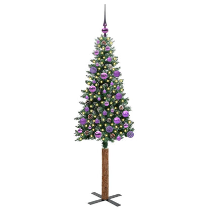 vidaXL Slim Christmas Tree Green 150 cm PVC and Solid Pine wood - 45113